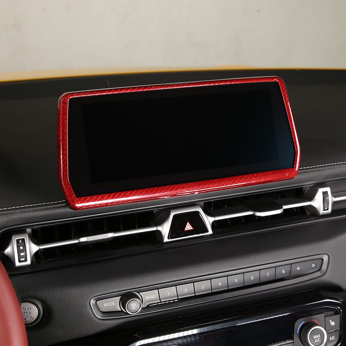 Red Carbon Fiber Console Navigation GPS Panel Trim For Toyota Supra 19-24 3