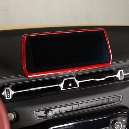 Red Carbon Fiber Console Navigation GPS Panel Trim For Toyota Supra 19-24 3