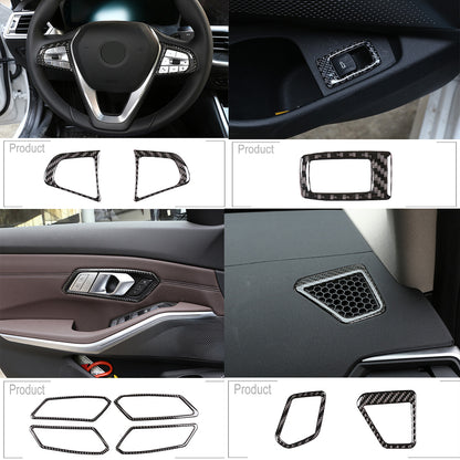 22pcs Carbon Fiber Interior Trim Cover Set Kit For BMW 3 Series G20 2020-2022 2