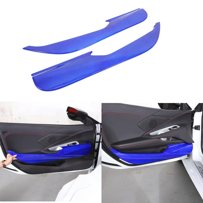 Blue Real Carbon Fiber Interior Door Anti-Kick Panel Trim For Corvette C8 2020+ 10