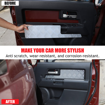 Silver Alloy Interior Car Door Panel Cover Trim For 2007-22 Toyota FJ Cruiser 18
