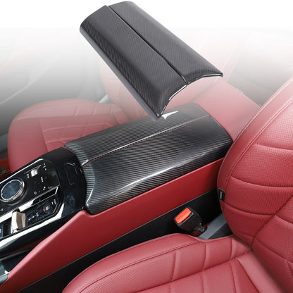 Real Carbon Fiber Center Console Armrest Box Cover Trim For BMW 5 Series G60 24+ 2