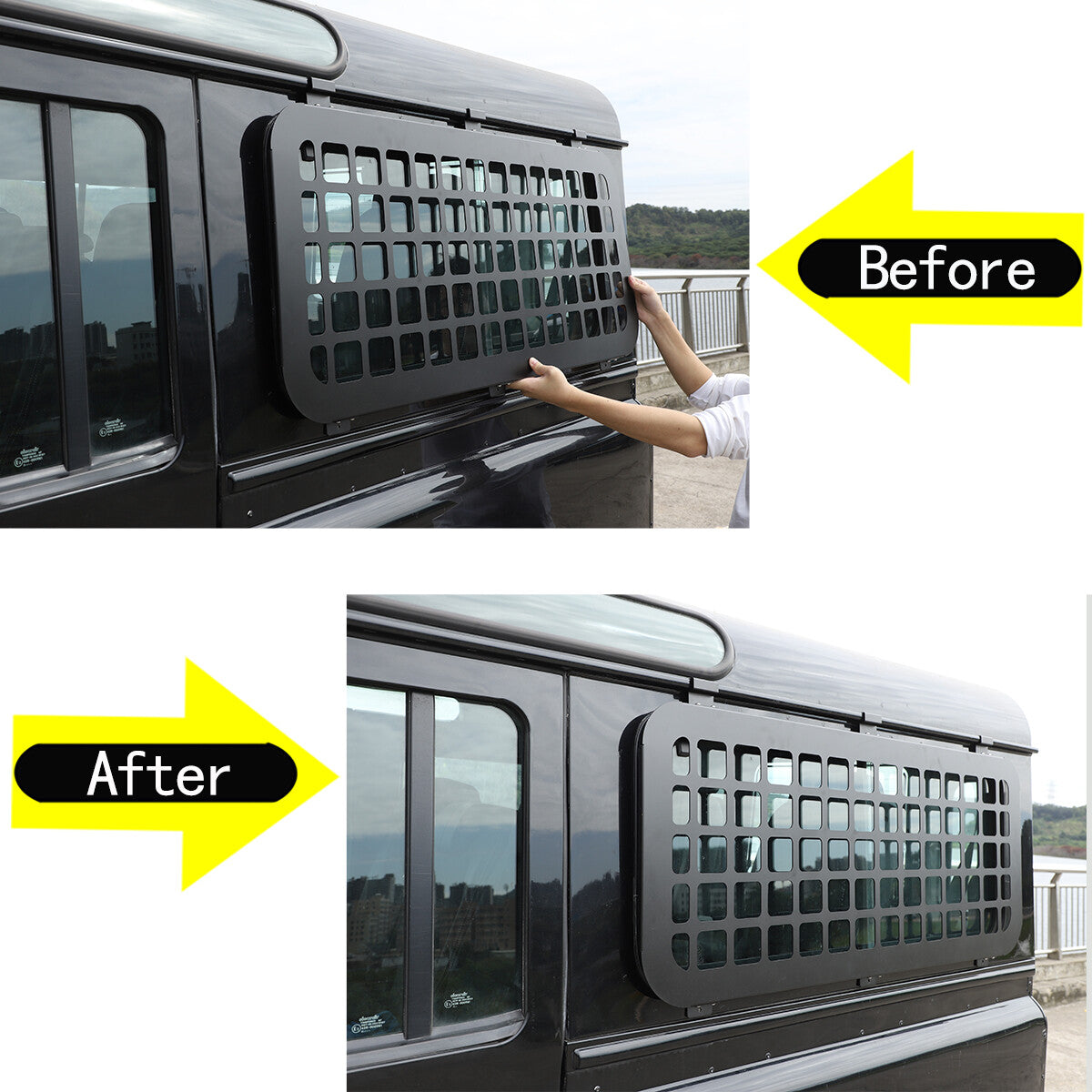 Aluminum Alloy Rear Side Window Guards For Land Rover Defender 90 110 2004-19 3
