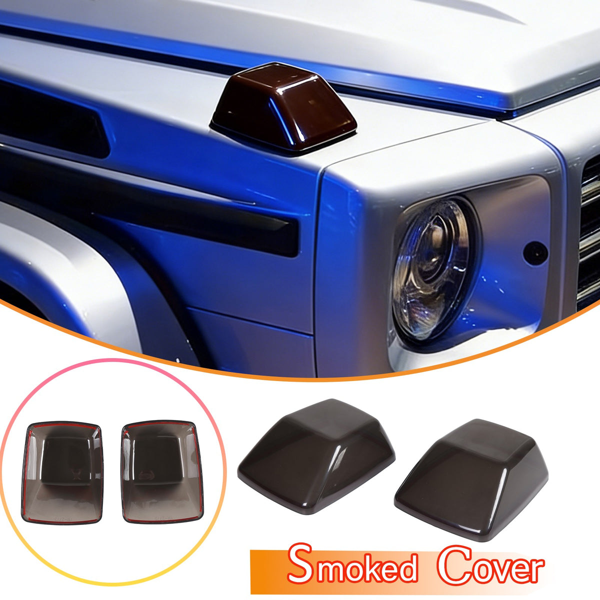 Smoked Front Hood Corner Turn Signal Light Cover For Benz G Class W463 04-18 US 1