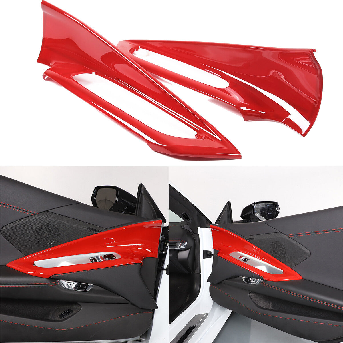 Red Full Interior Set Dash Panel Decor Cover Trim Kit For Corvette C8 2020-25 - Variants 1-5 39