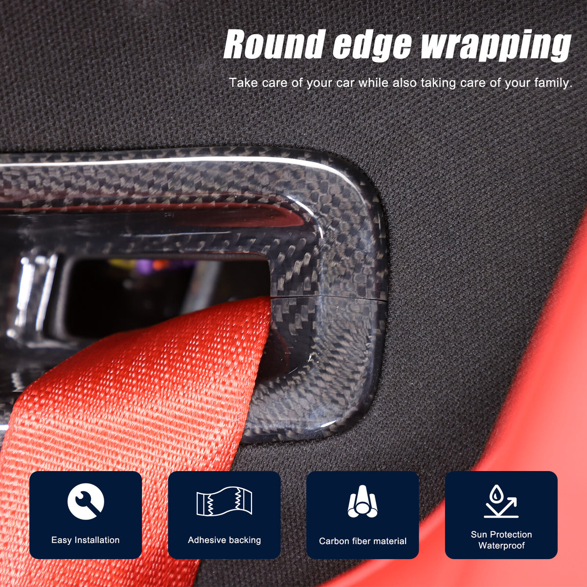 Real Carbon Fiber Seat Safety Belt Button Cover Frame Trim For Corvette C8 20-26 22