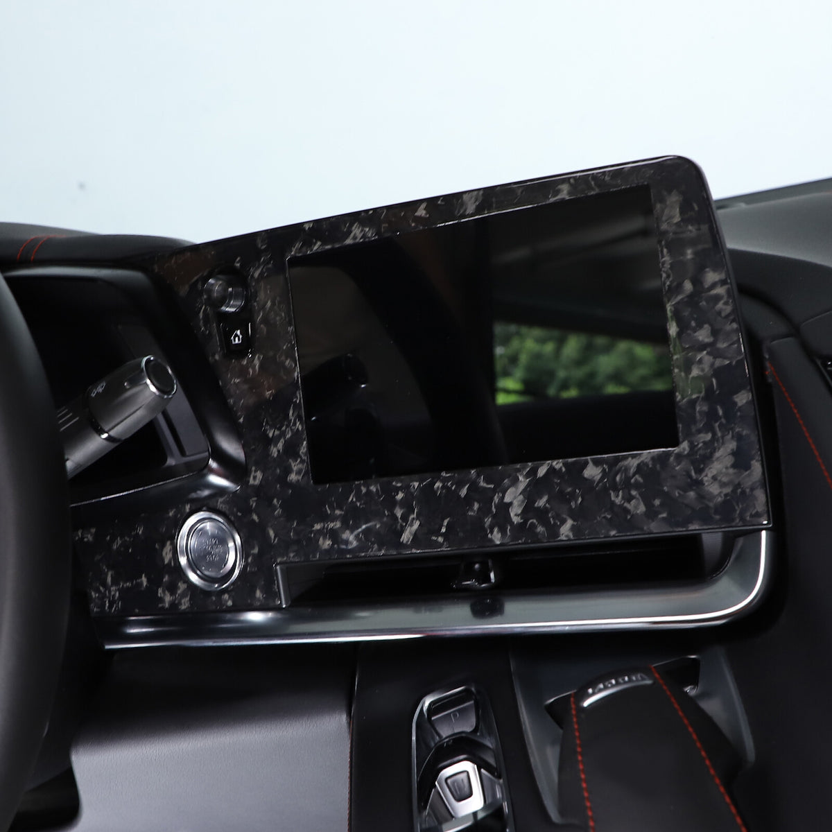Forged Real Carbon Fiber Dashboard Navigation Srceen Frame Trim For Corvette C8 15