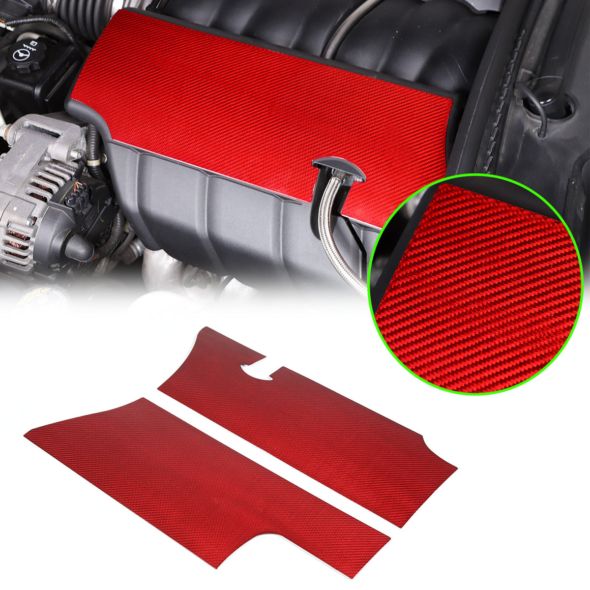 Red Real Carbon Fiber Engine hood Protection Cover Trim for corvette C6 05-13 15