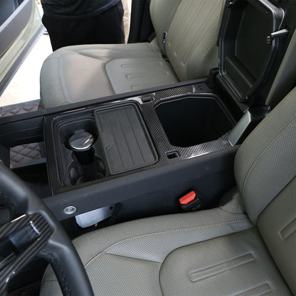 Real Carbon Fiber Center Water Cup Panel Trim For LR Defender 90 110 2020-24 12