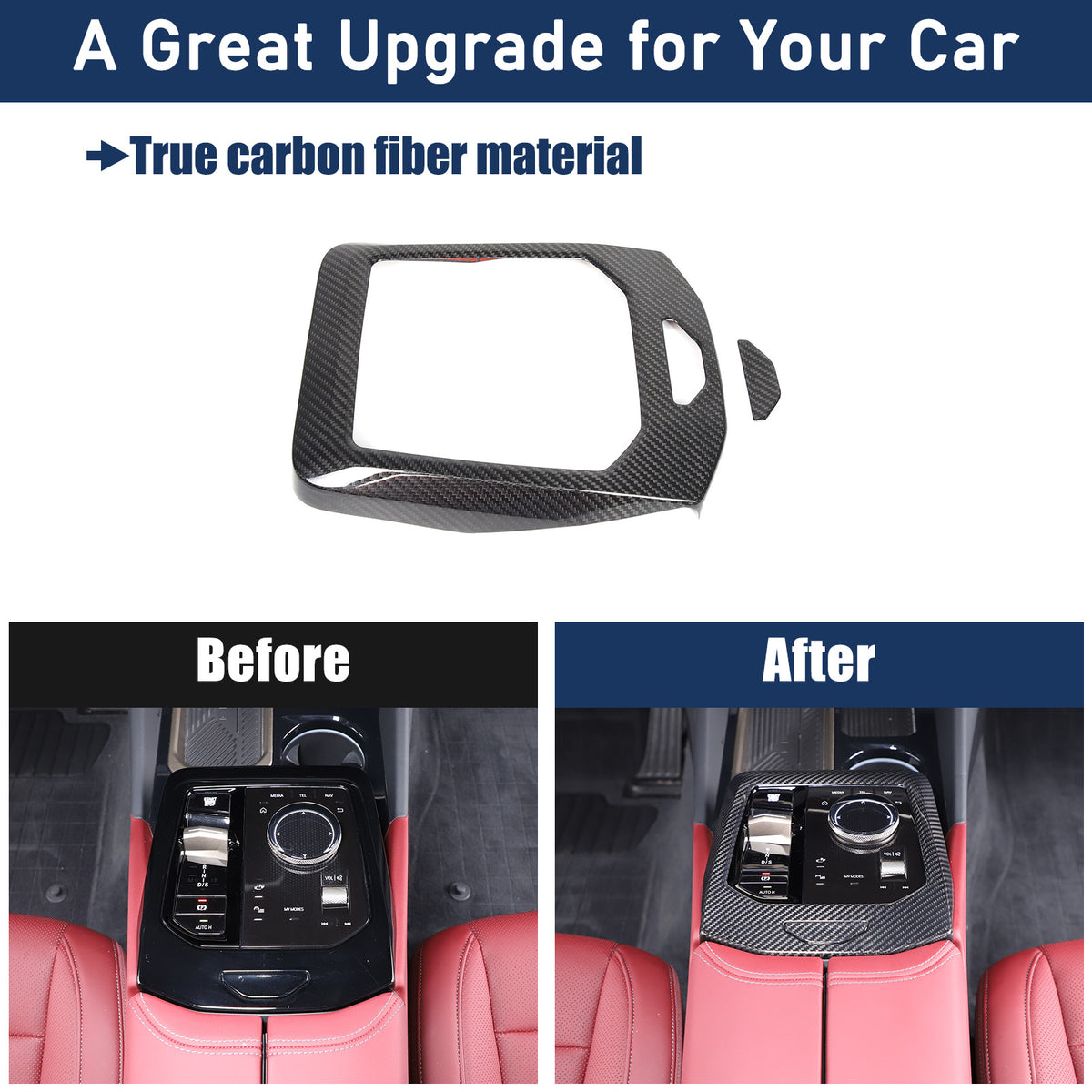 Real Carbon Fiber Center Gear Shift Panel Trim For BMW 5 Series G60 i5 2024+ 2