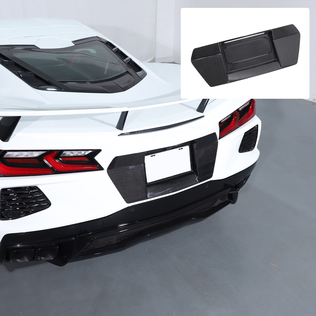 REAL CARBON FIBER Rear license plate Frame Cover For Corvette C8 Stingray Z51 US 18