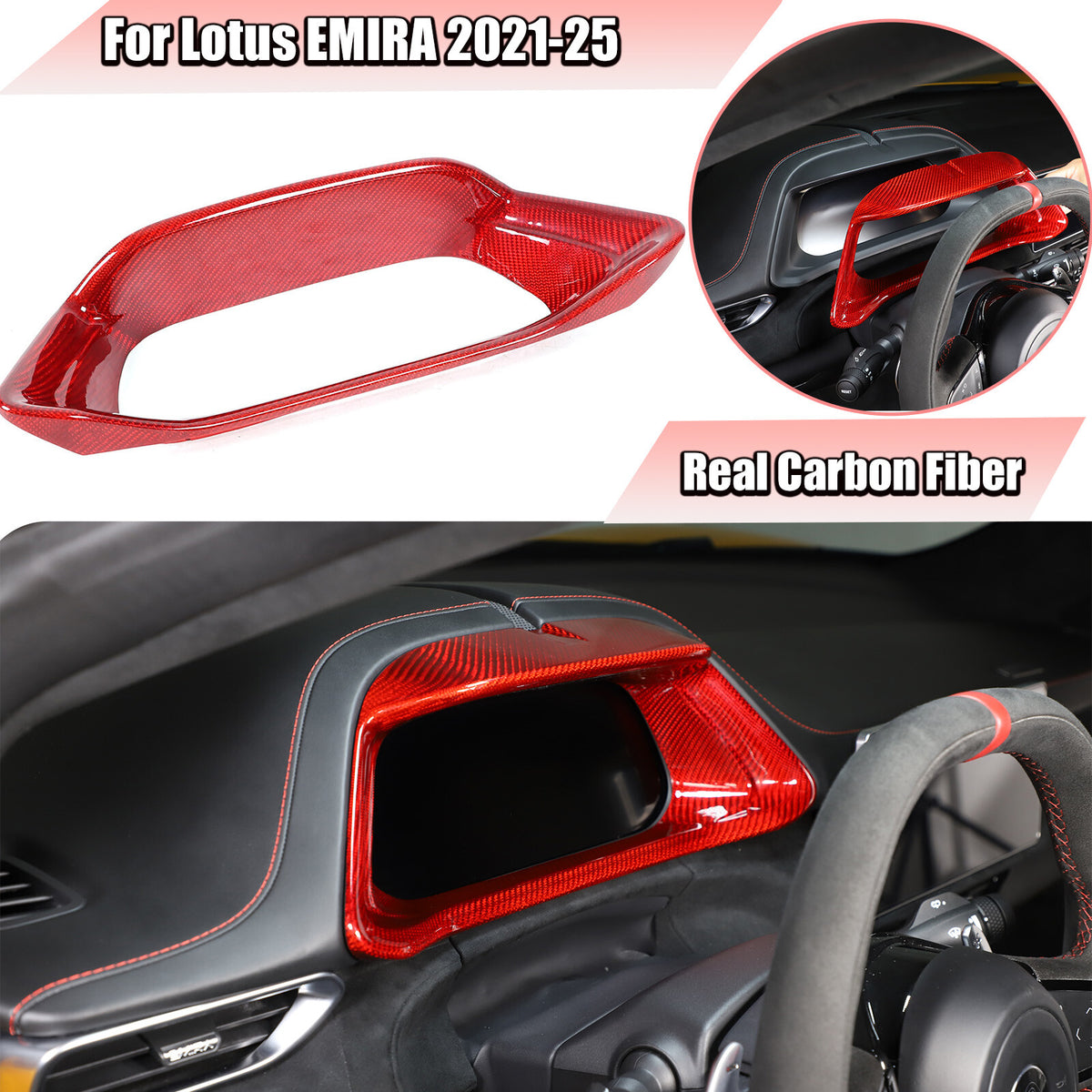 Red Real Carbon Fiber Interior Exterior Conosle Trim Cover For Lotus EMIRA 21-25 182