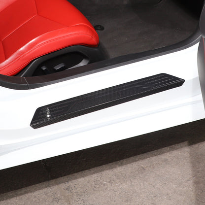 Carbon Fiber Door Plate Sill Scuff Cover Trim For C8 Corvette Stingray 20-26 US 4