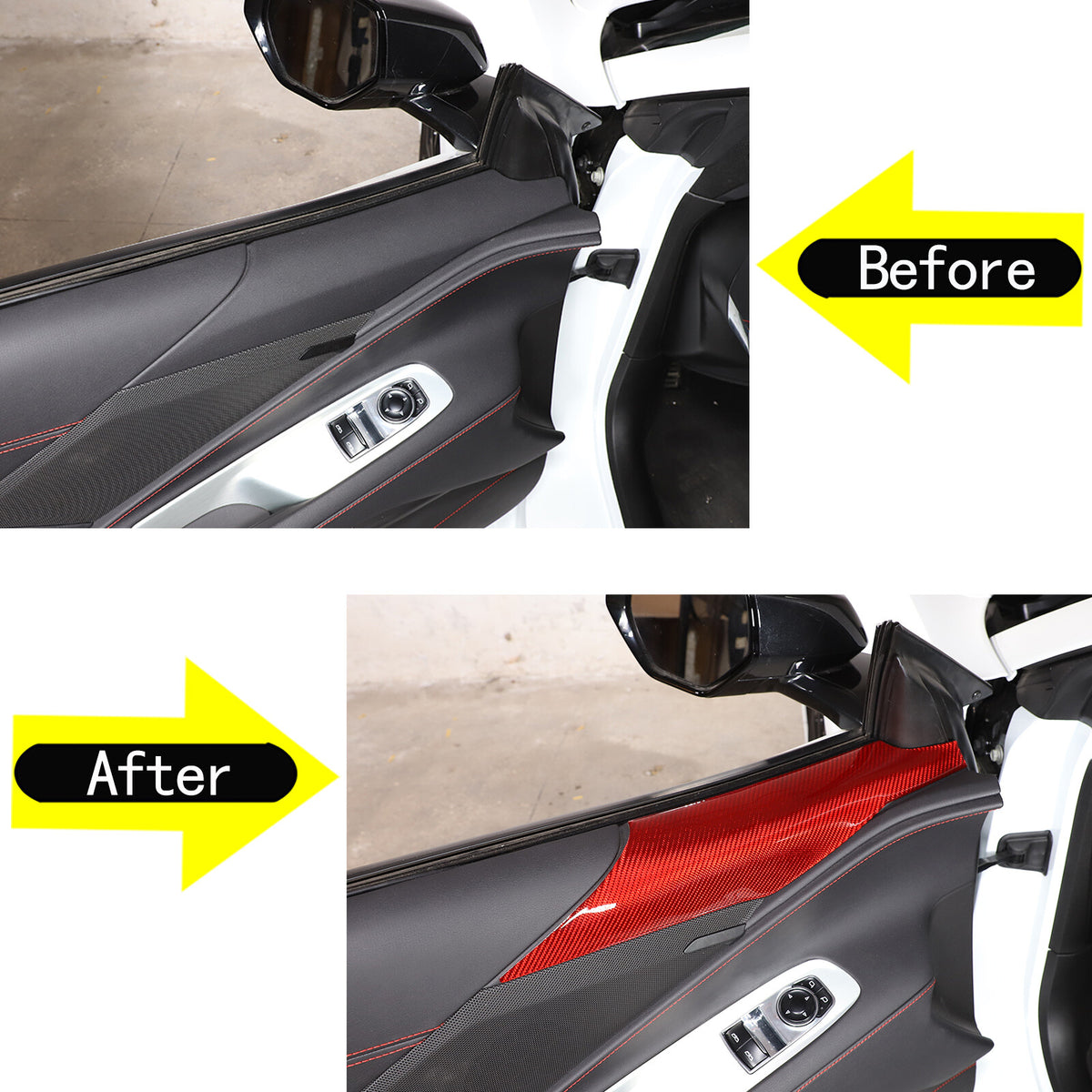 Red Soft Carbon Fiber Interior Decor Trim Kit Cover Set For Corvette C8 20-25 200