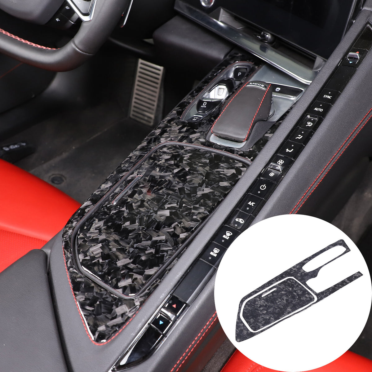 Forged Carbon Fiber Console Storage Panel Sticker Trim For Corvette C8 2020-25 3