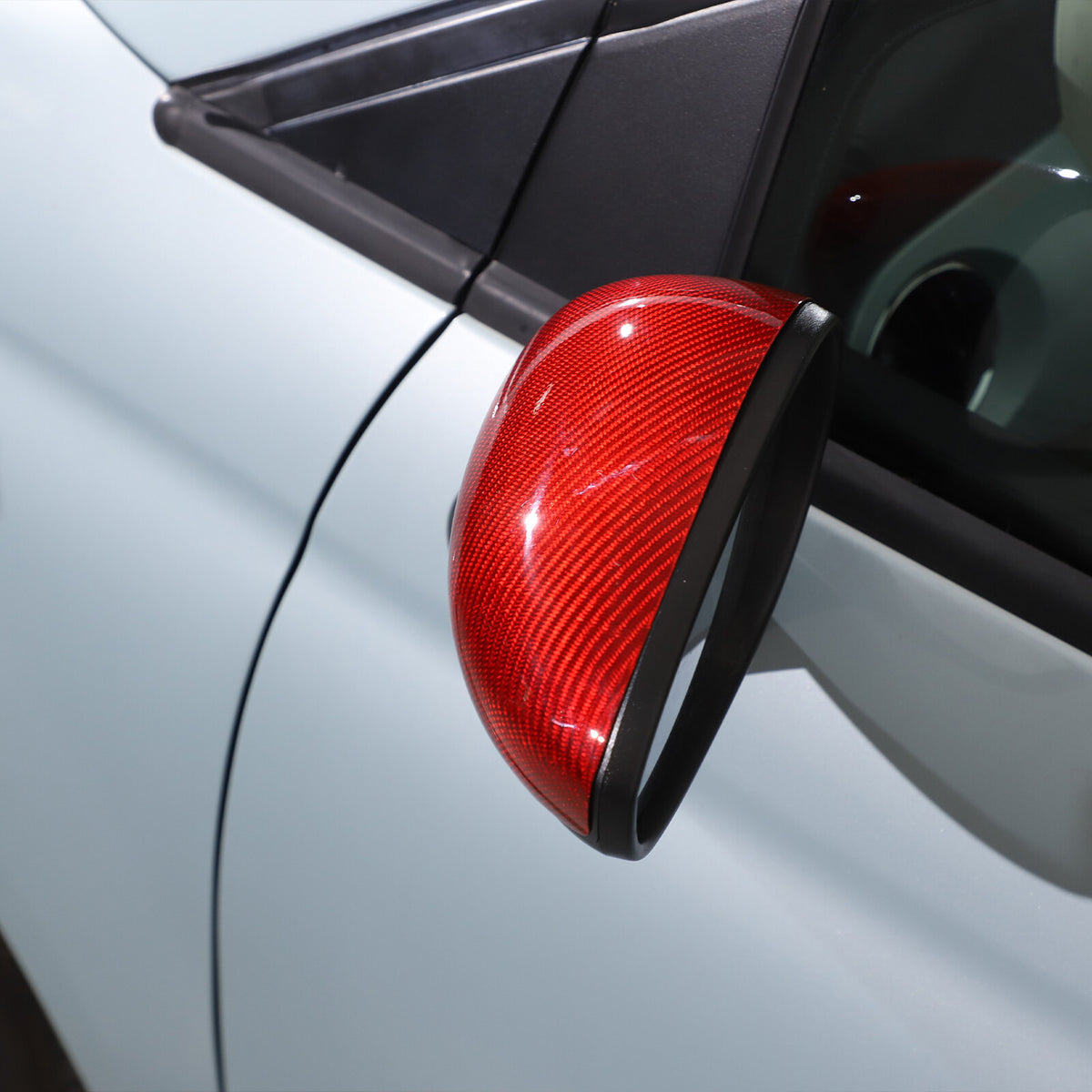 Red Carbon Fiber Exterior Side Rear Mirror Trim For Fiat 500 Abarth 595 2010+ US 22