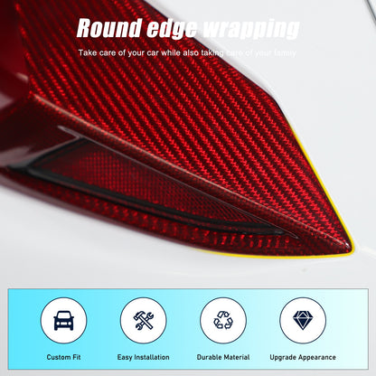 Red Real Carbon Fiber Rear Tail Light Side Trim For Corvette C8 2020+ 13