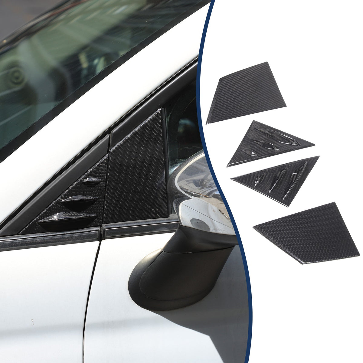 Real Carbon Fiber External A-Pillar Triangle Trim Cover For Fiat 500 2010+ 10