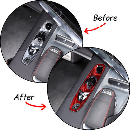 Red Real Carbon Fiber Transmission Button Frame Trim Set Cover For Corvette C8 8