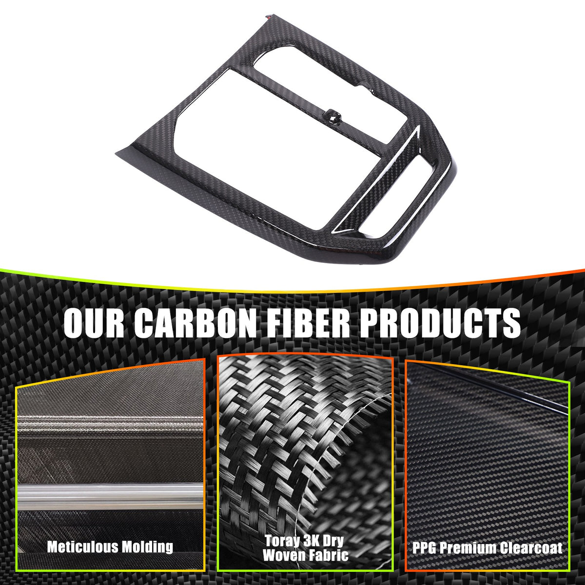 Real Carbon Fiber Center Console Gear Shift Frame Trim For BMW iX I20 2022-2024 13