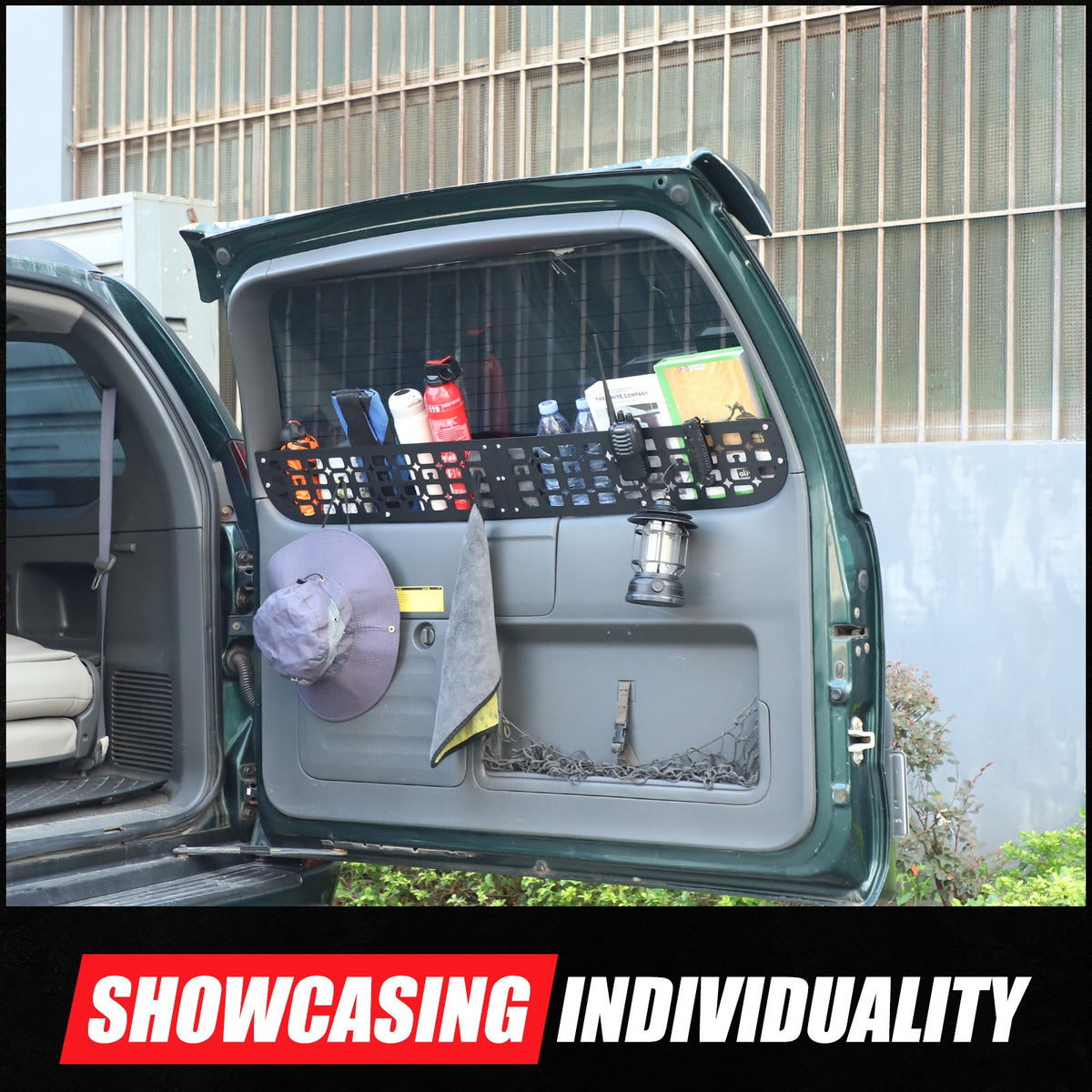 Rear Window Storage Barrier Molle Panel For Toyota Prado 2003-2009 15