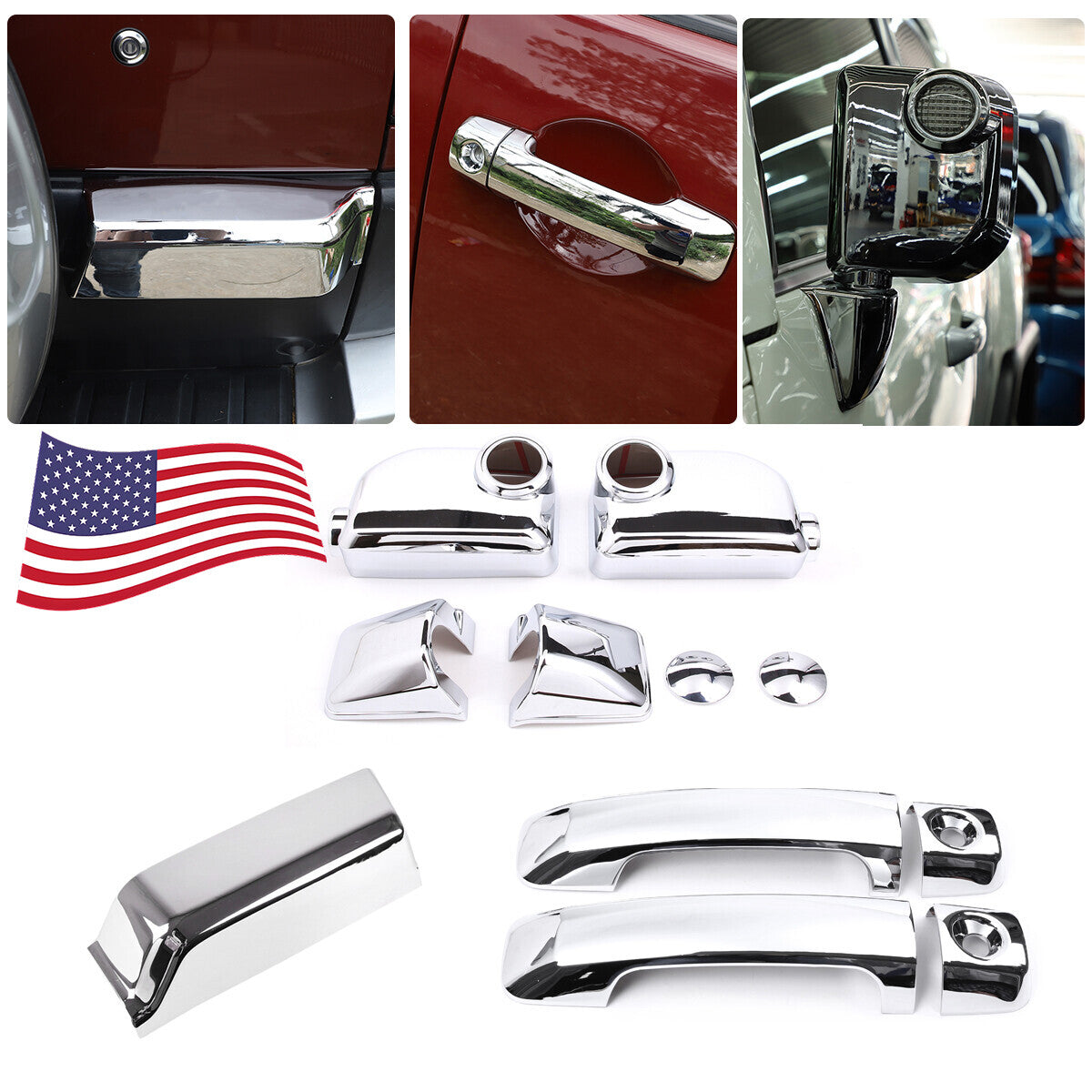 Chrome Door Handles Mirror Caps Tailgate Cover For FJ Cruiser 2007-21 US 1