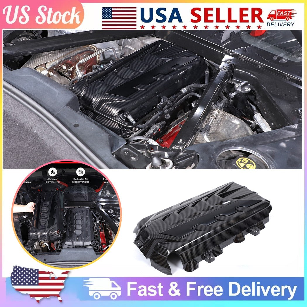ABS Carbon Fiber Engine Bay Panel Cover in Edge Black For Corvette C8 2020+ 1