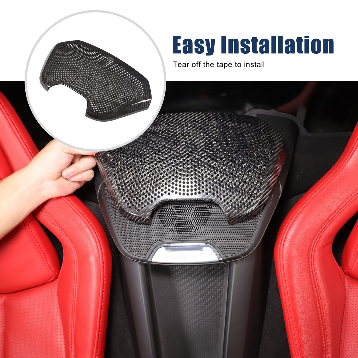 Real Carbon Fiber Rear Seat Single Speaker Grill Trim For Corvette C8 1LT 2020+ 7
