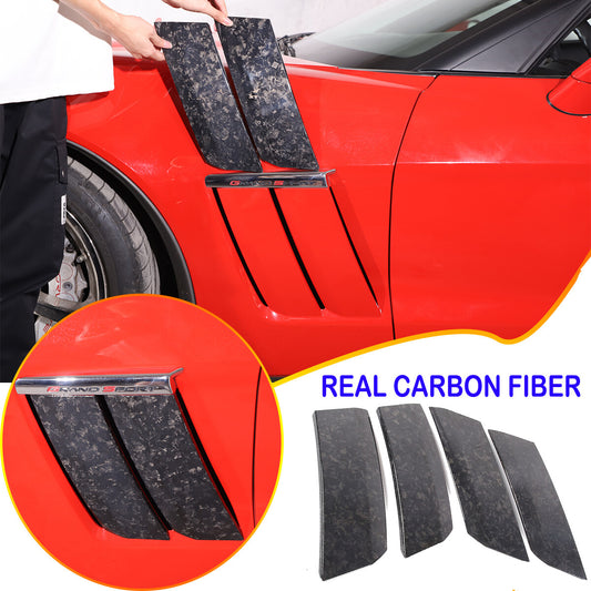 Forged Real Carbon Fiber Side Fender Vents Panel Trim Kit For Corvette C6 05-13 1