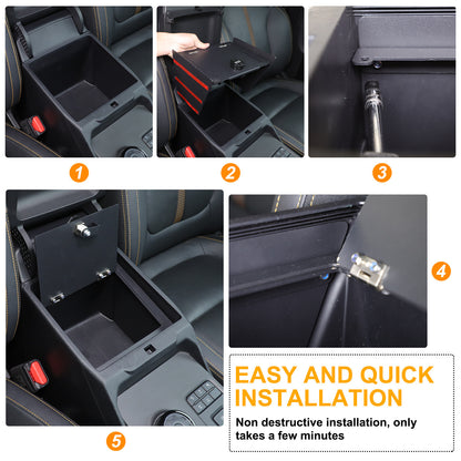 Center Console Safe GUN Armrest Storage Lock Box Tray For Ford Ranger T9 2023+ 9