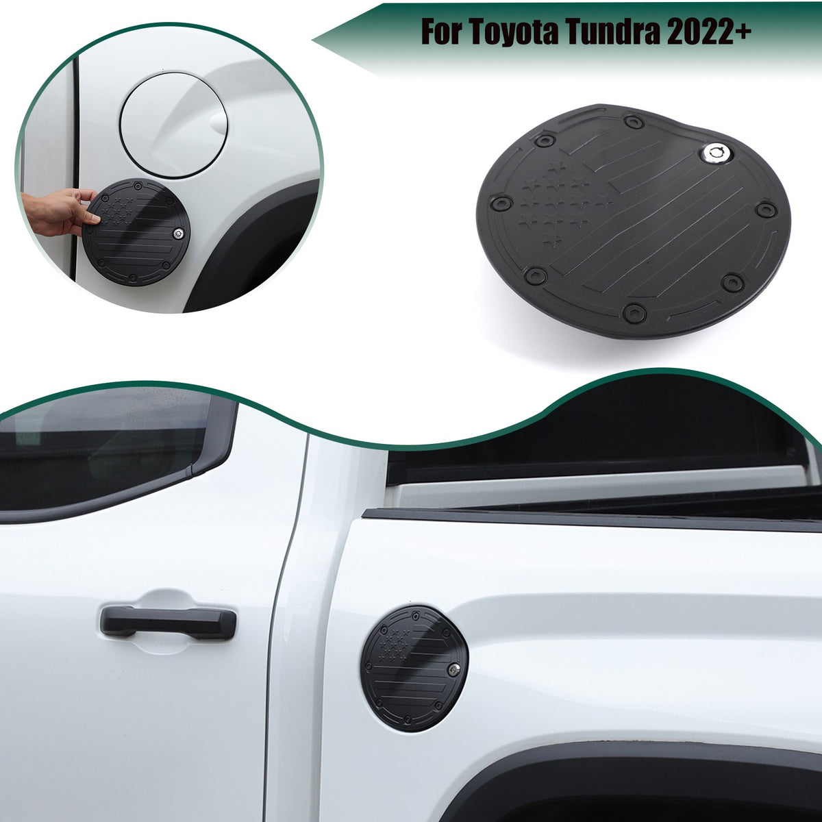 US Flag Alloy Fuel Tank Anti-Theft Lock Cover Gas Cap For Toyota Tundra 22+ 1