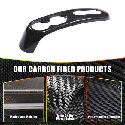 Real Carbon Fiber Handbrake & Cup Holder Panel Trim For Fiat 500 312 2007-2015 9