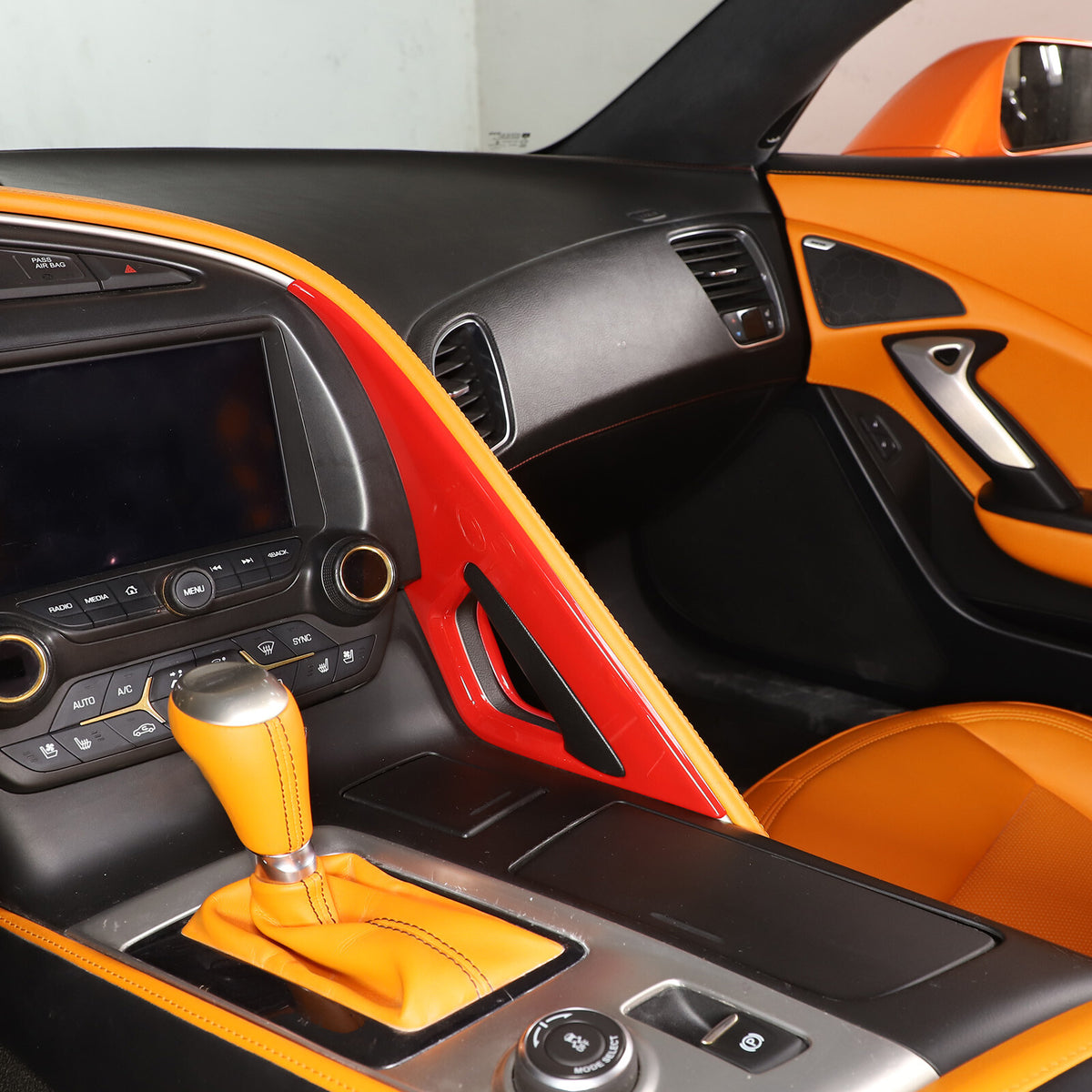 Sports Red ABS Interior Decoration Cover Trim Kit For Corvette C7 2014-19 - Styles 6-10 19