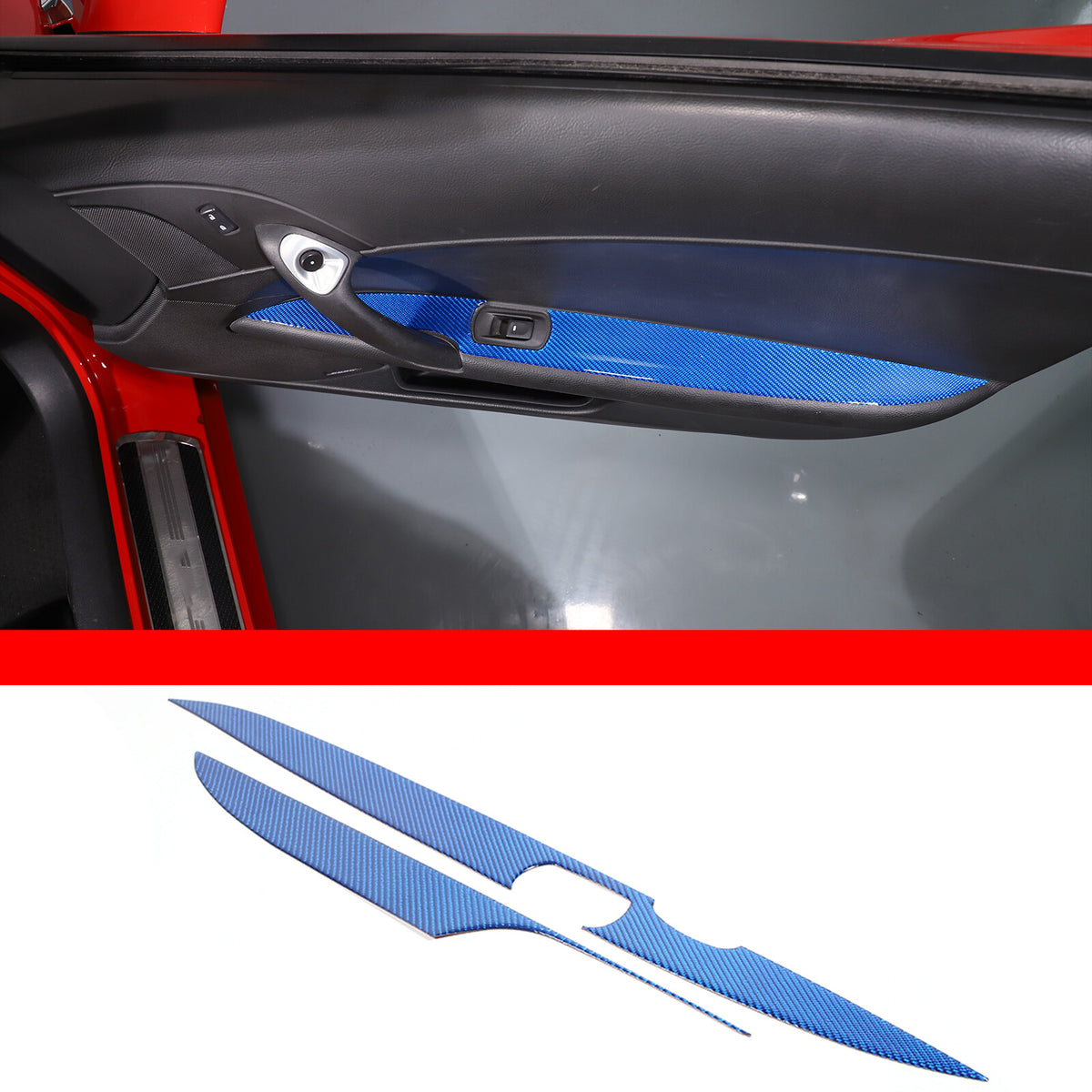 Blue Carbon Fiber Door Armrest Trim Panel For Corvette C6 2005-2013 3