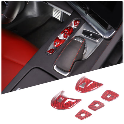 Red Real Carbon Fiber Full Interior Set Decor Trim Kit for Corvette C8 20-25 - Styles 36-40 51