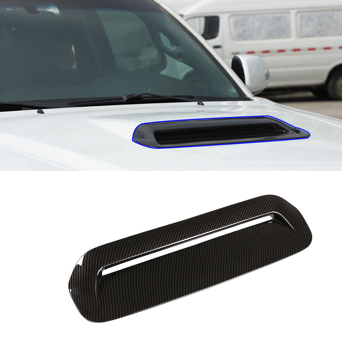 Carbon fiber engine hood air outlet vent cover trim for Toyota Tacoma 13-15 10