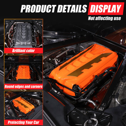 Orange Engine Bay Panel Cover Trim in Edge Yellow For Corvette C8 2020-26 US 16