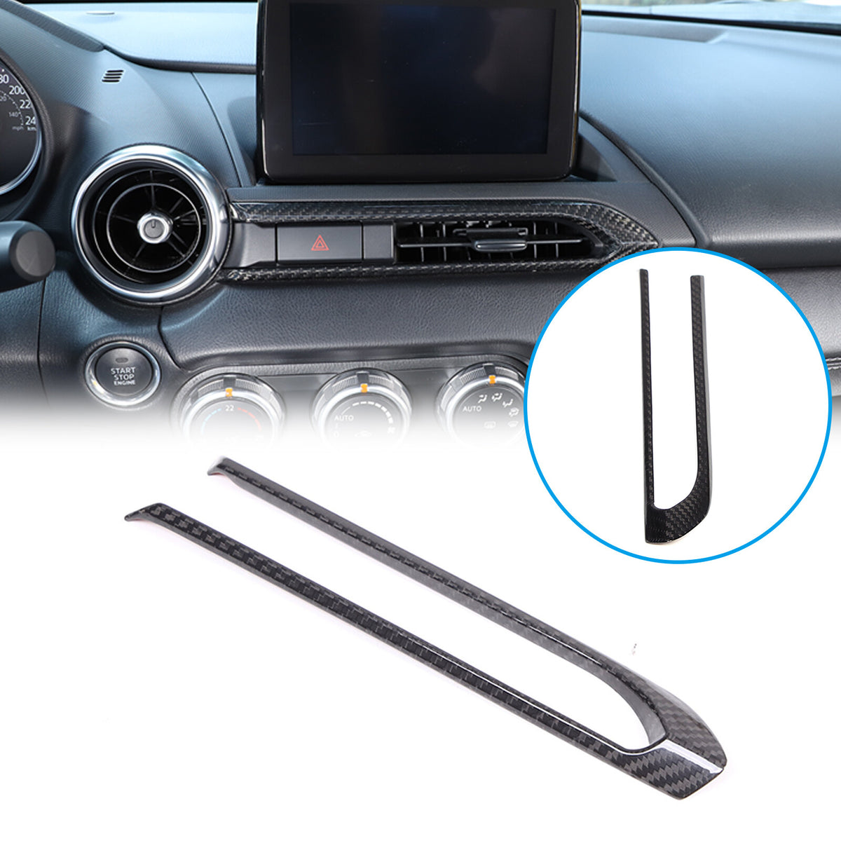 Real Carbon fiber Center Console air outlet frame Trim Cover For Mazda MX-5 16+ 15