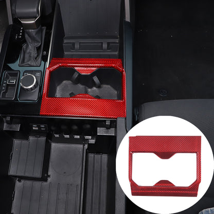 Red Real Carbon fiber Center Front Cup Holder Cover Trim For Toyota Tundra 22-26 2
