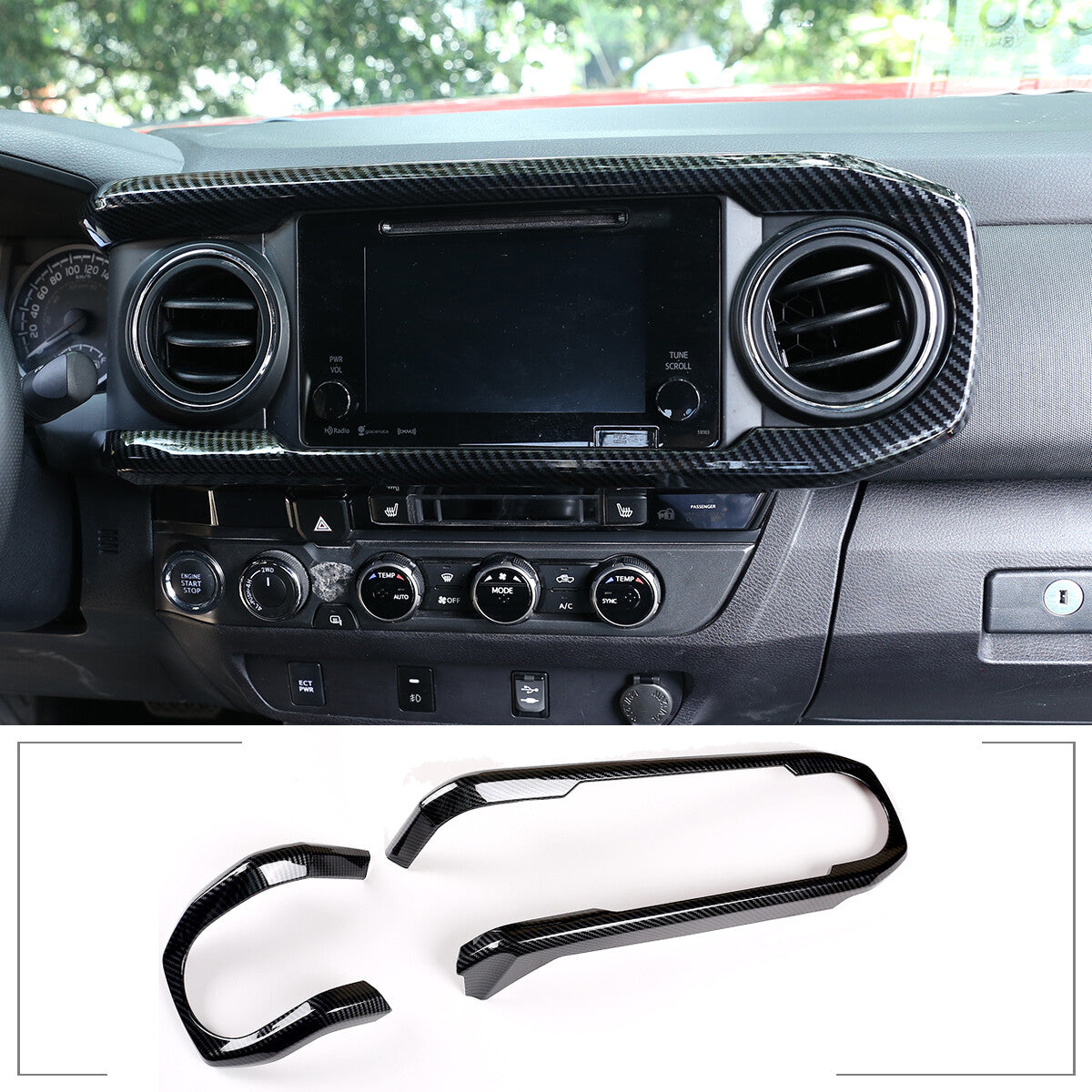 Carbon ABS Full Interior Center Console Kit Cover Trim Set For Toyota Tacoma 16+ 2