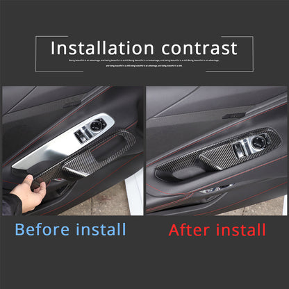 Real Carbon Fiber Window Lift Switch Panel Cover Trim For Corvette C8 Coupe 20+ 5