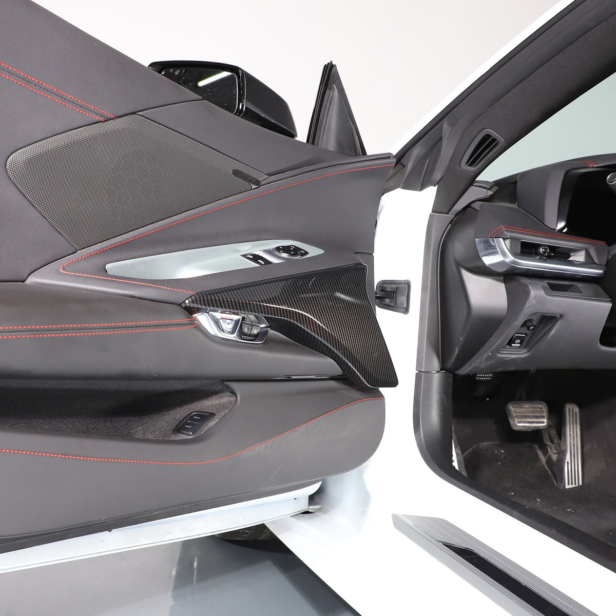 Carbon Fiber ABS Interior Door Panel Cover Trim For Corvette C8 2020-26 US 5