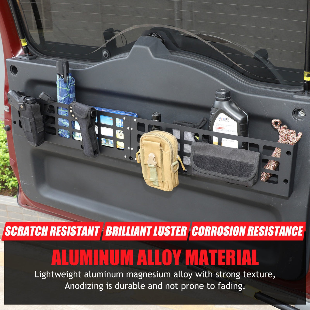 Aluminum Tailgate Hanging Bag Rack Molle Panel For Toyota FJ Cruiser 2007-2021 6