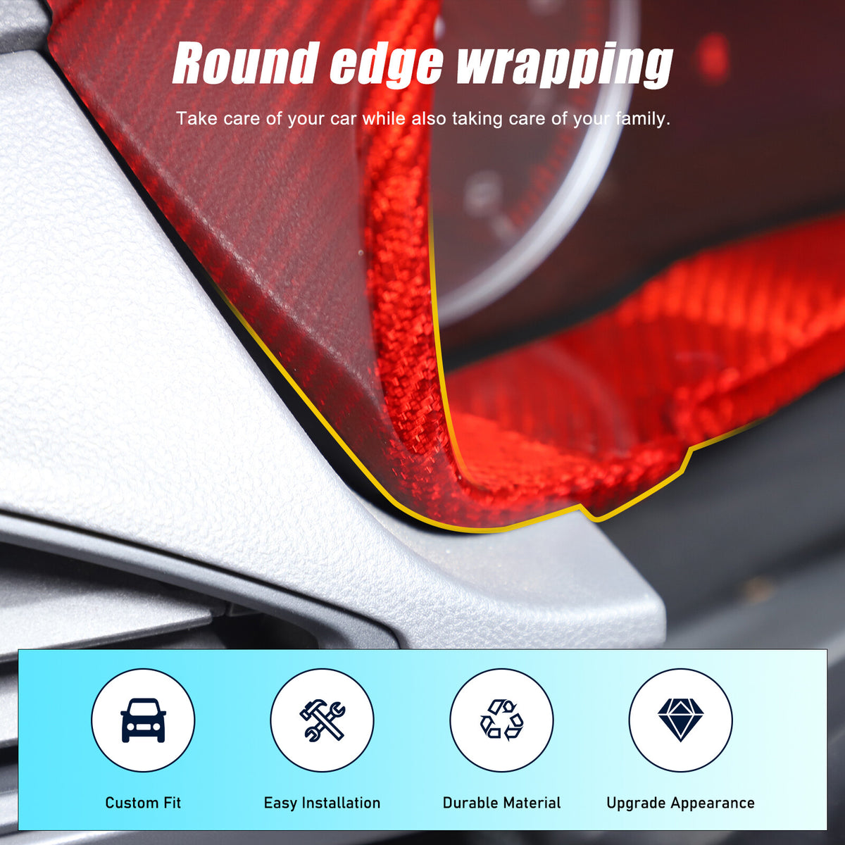 Red Real Carbon Fiber Center Dashboard Trim For Subaru Crosstrek 24+ 13