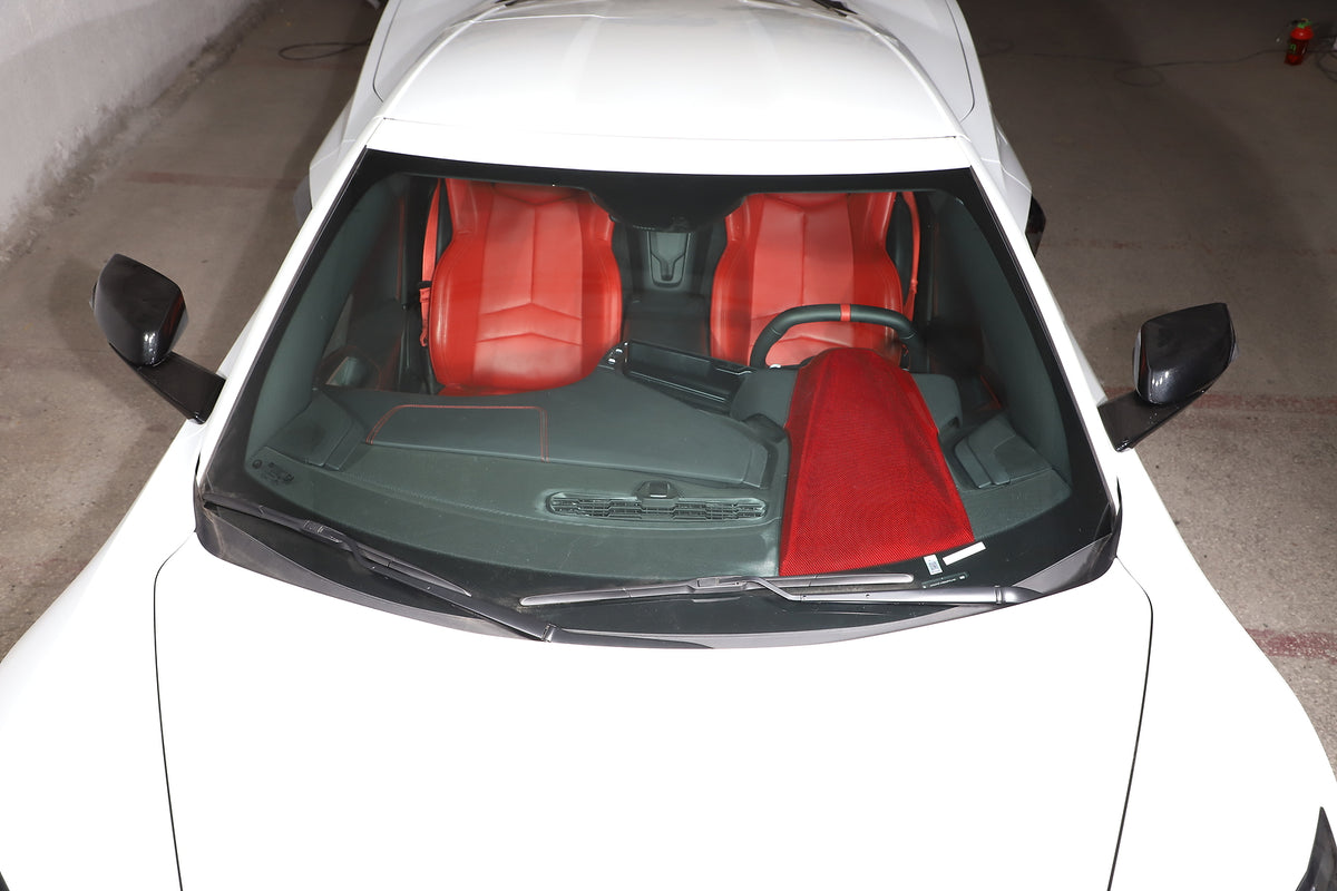 Red Carbon Fiber Dashboard Instrument Upper Panel Cover for Corvette C8 2020-25 9