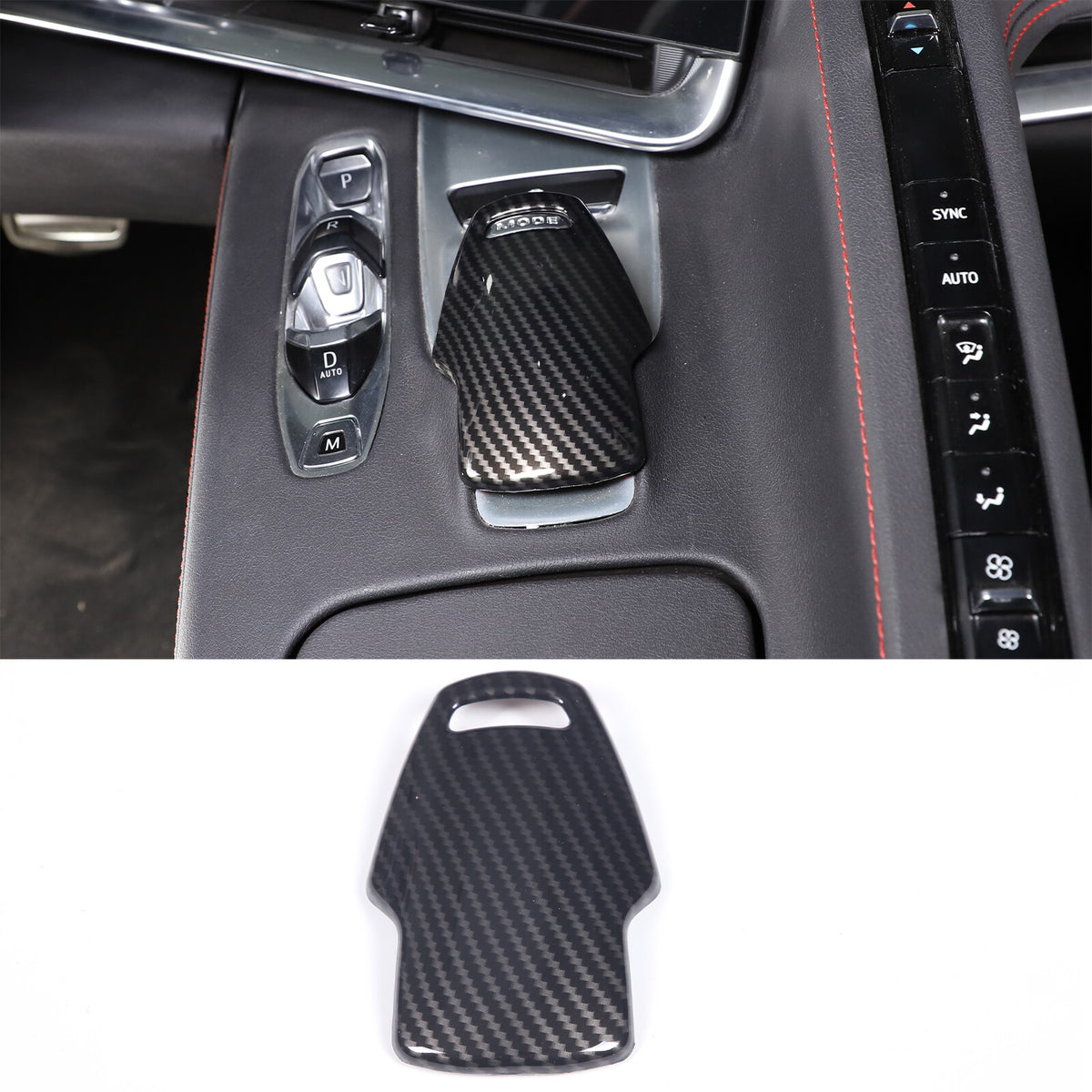 8pcs Carbon Fiber ABS Center Console Panel Trim Cover Set Kit For Corvette C8 2