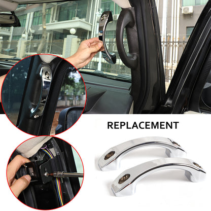 Silver Pair Set Pull Grab Handle A Pillar Alloy Post Trim For Hummer H2 2003-07 1