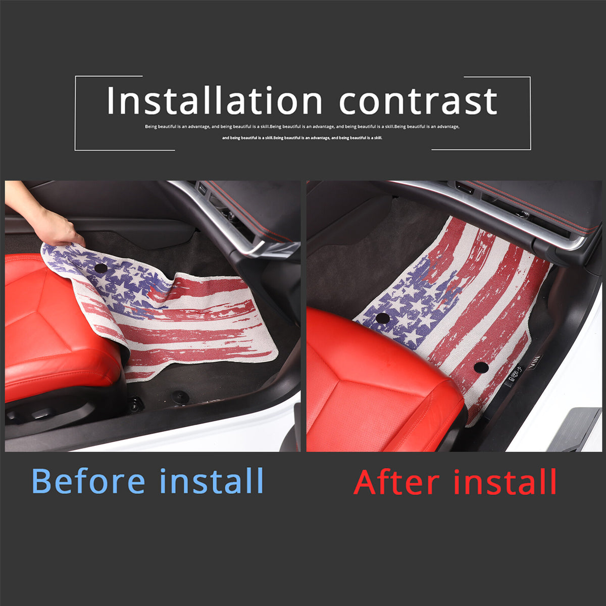 US Flag Car Floor Mats Cargo Carpets Foot Pads For Corvette C8 2020-2026 5