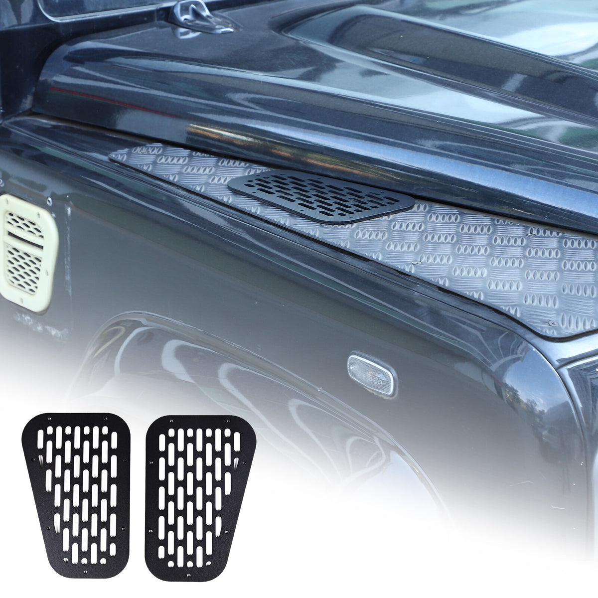 Black Alloy Front Hood Air Vent Cover Trim For Land Rover Defender 04-18 US 13