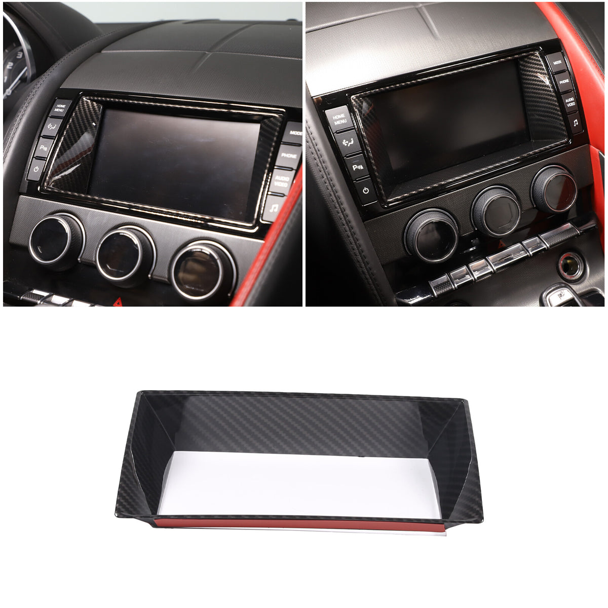 ABS Carbon Fiber Interior Center Console Trim Cover Set For Jaguar F-TYPE 13-18 17
